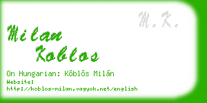 milan koblos business card