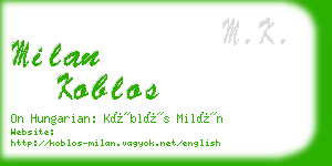 milan koblos business card